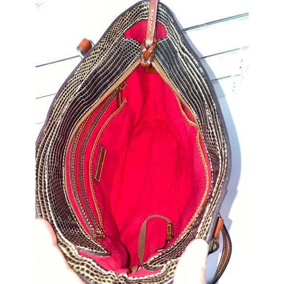 DOONEY & BOURKE LARGE GRAY ANIMAL PRINT LEATHER SHOUDLER BAG - Picture 11 of 15